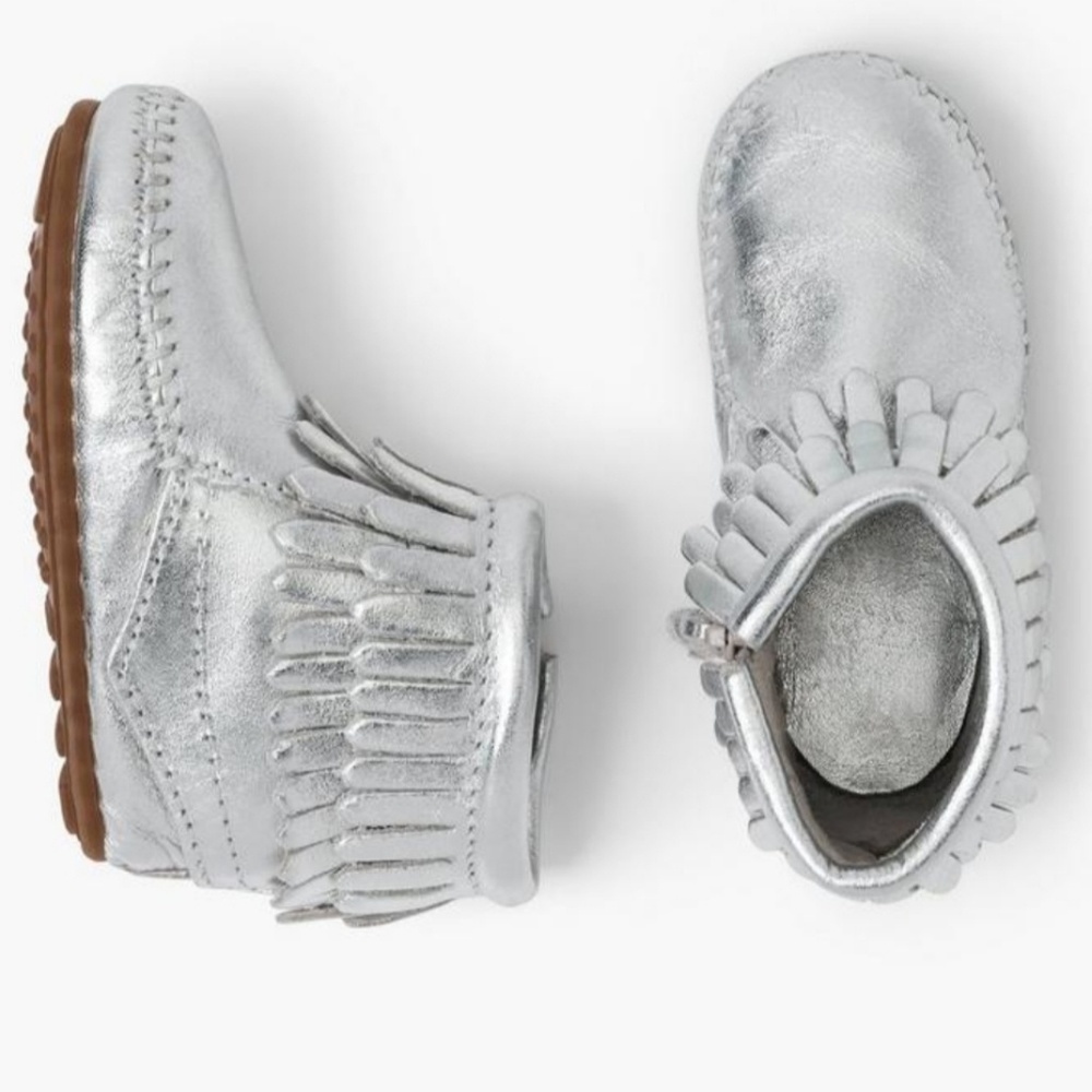 Minnetonka Double Fringe Side Zip Boot: Toddler